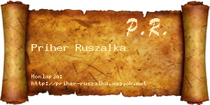 Priher Ruszalka névjegykártya